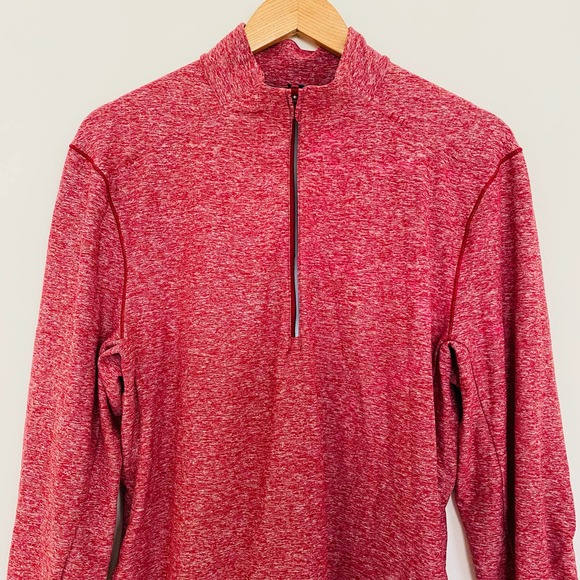 LULULEMON Mens HDSR Heathered Red Surge Warm Half Zip LS Training Top Medium - Picture 11 of 13